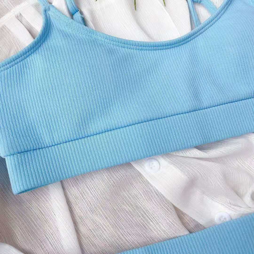 【Summer Edition】-Sky Blue Textured Bikini Set